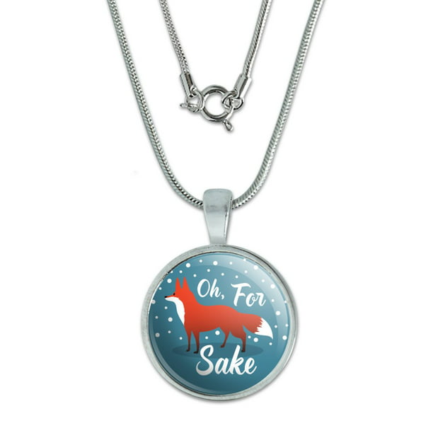 Cute Silver Little Fox Necklace on "Oh For Fox Sake" Card New Funny Gift